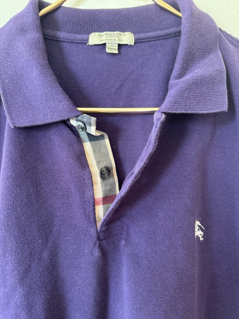 Burberry Purple Polo Shirt Classic Fit L - Picture 2 of 7